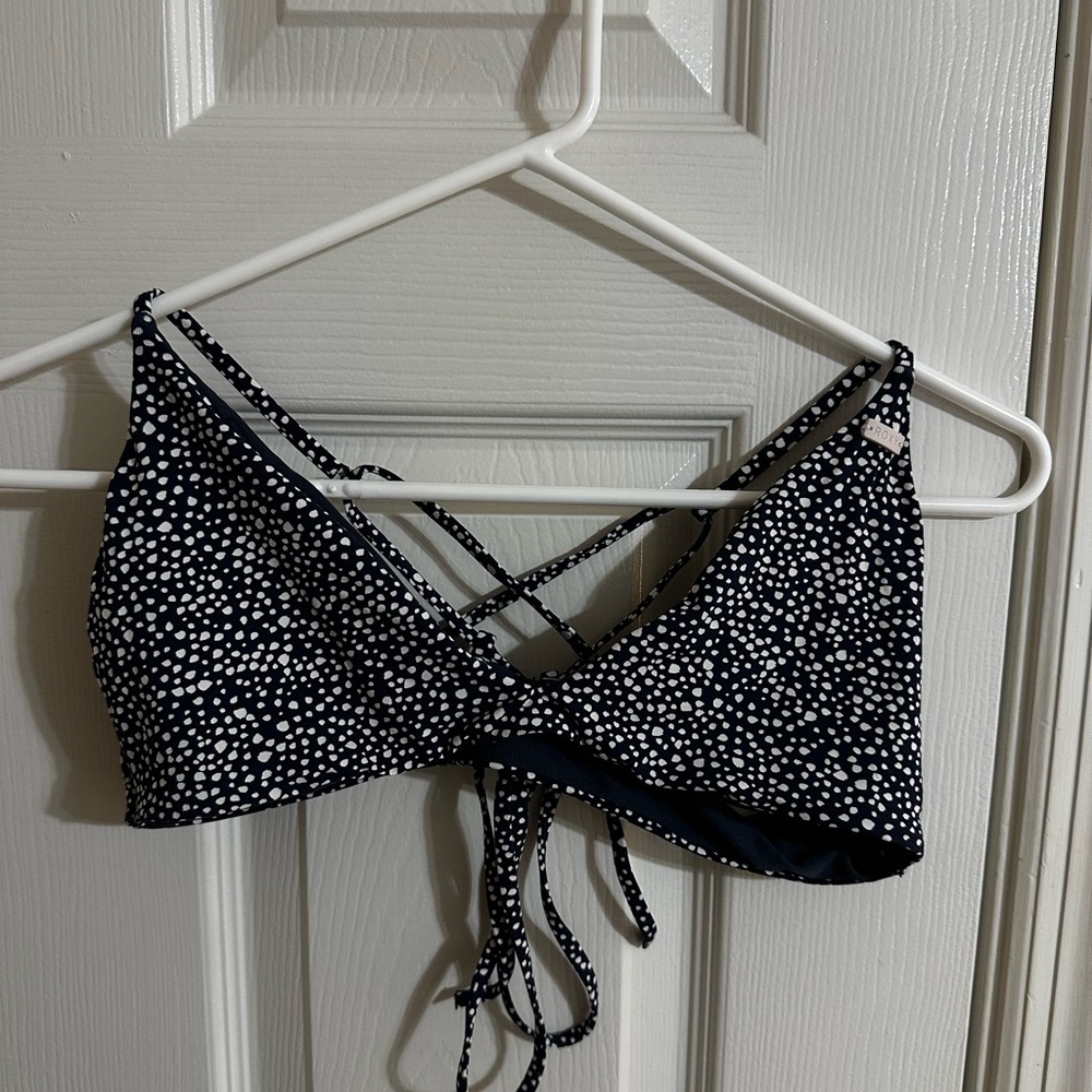 Roxy Navy and White Polka Dot Bikini Top
